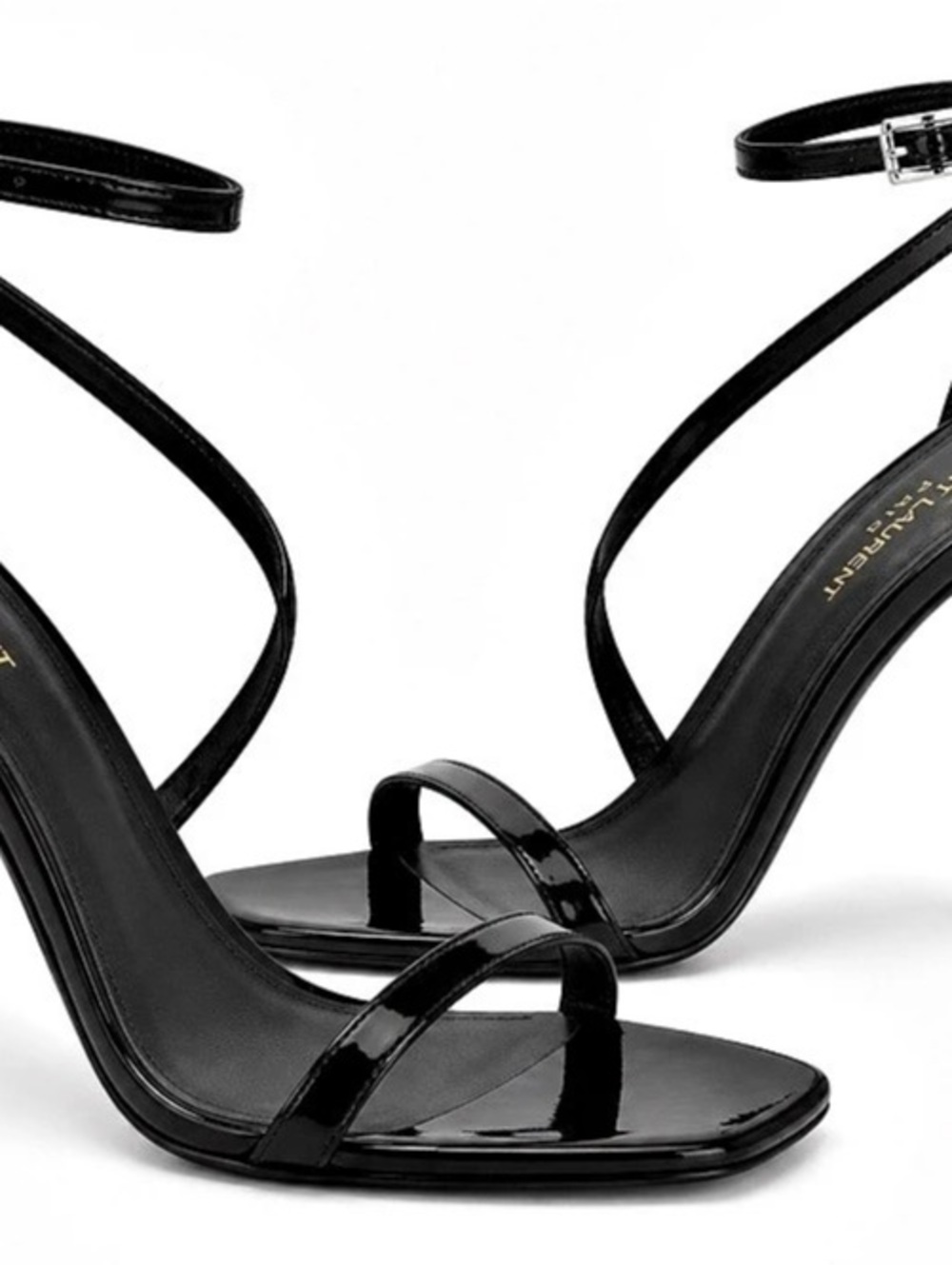 Saint Laurent Opyum Patent Leather Sandals Black